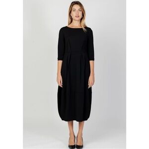 Sandro Ferrone Barrel Dress Black Sheath Sz 46 Italy Made Black Lagenlook Modest